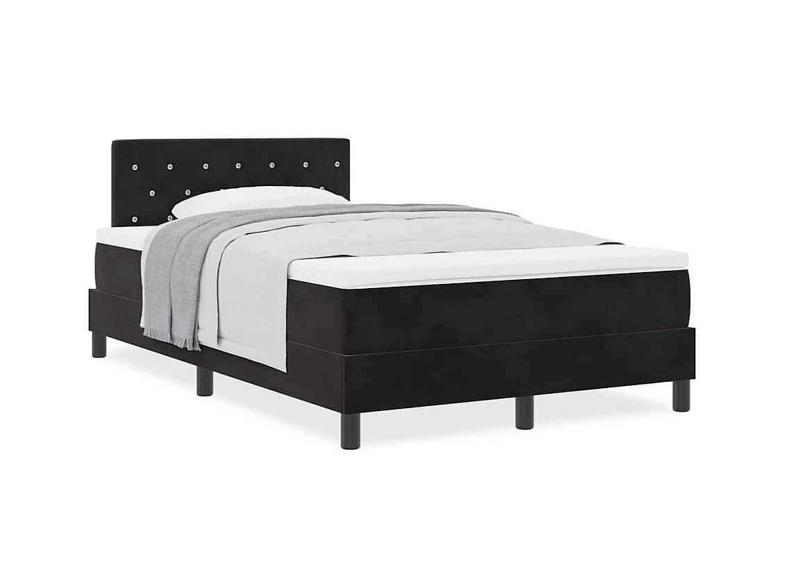 Lit à ressorts avec matelas Noir 120 x 190 cm tissu
