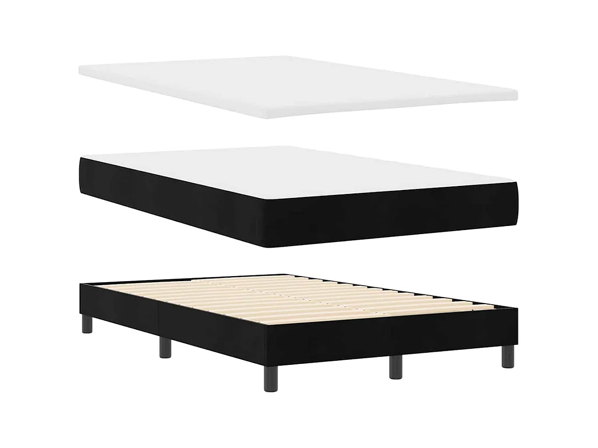 Lit à ressorts avec matelas Noir 120 x 190 cm tissu