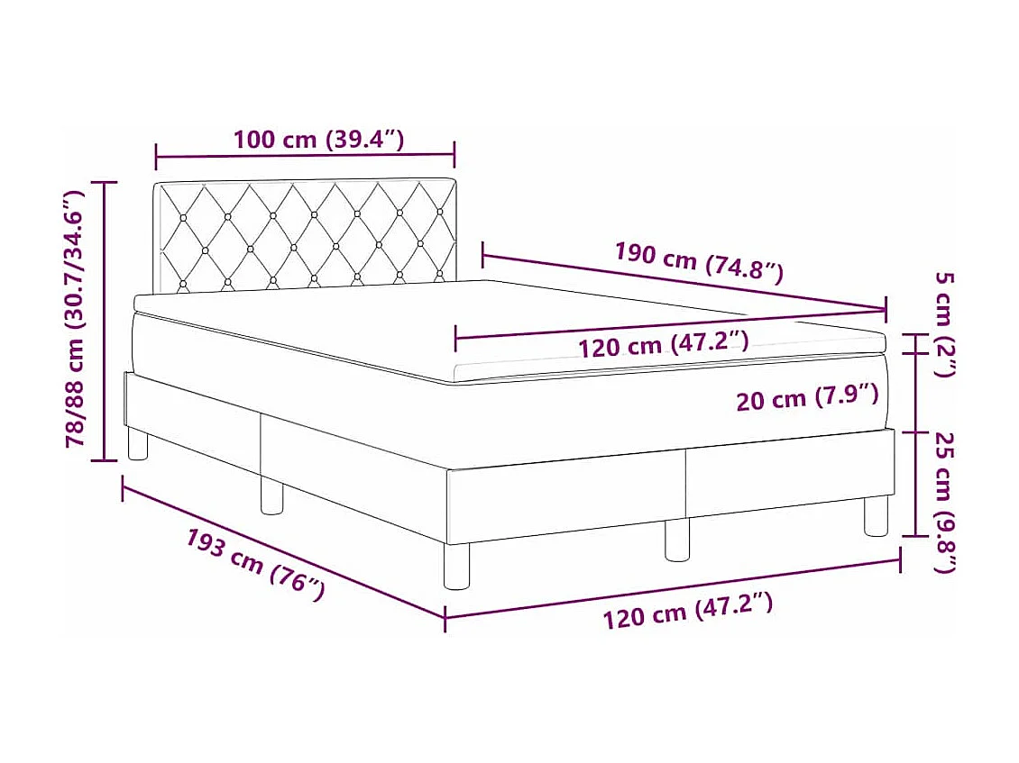 Cama tipo Box Spring con colchón Negro 120 x 190 cm Terciopelo