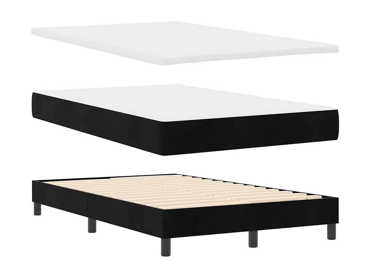 Cama tipo Box Spring con colchón Negro 120 x 190 cm Terciopelo