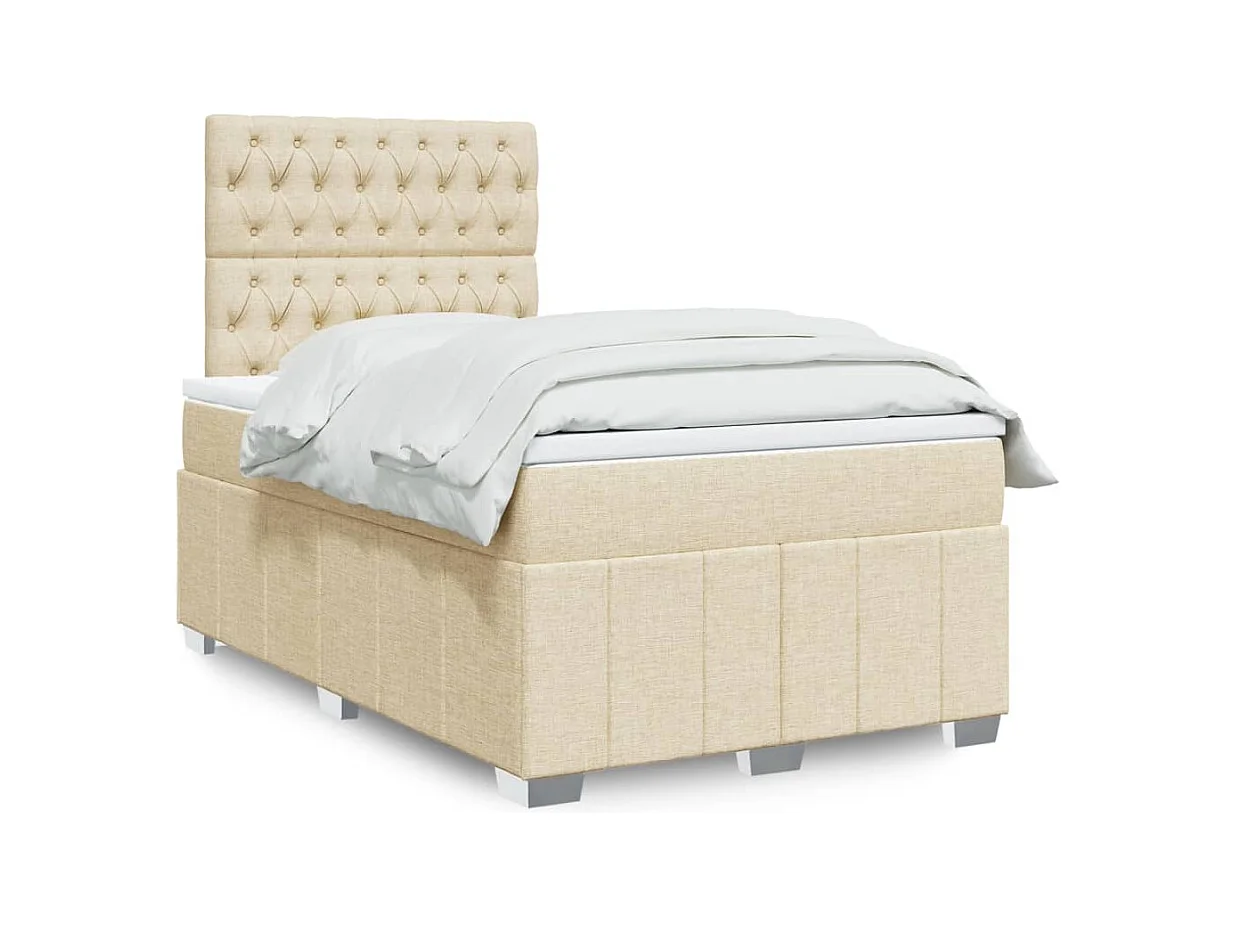 Sommier à lattes de lit avec matelas crème 120x190 cm tissu