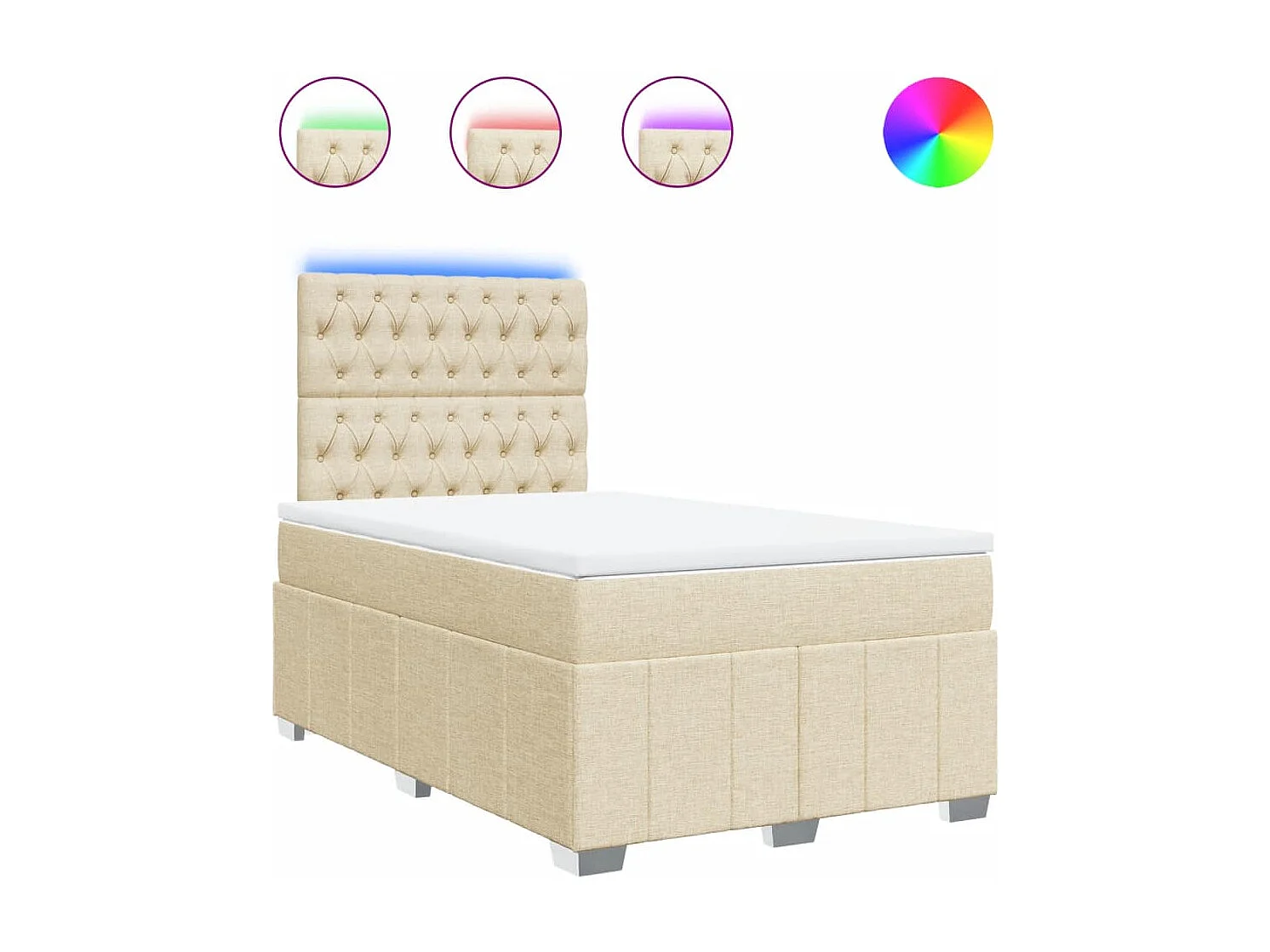 Cama boxspring com colchão 120x190 cm tecido cor creme