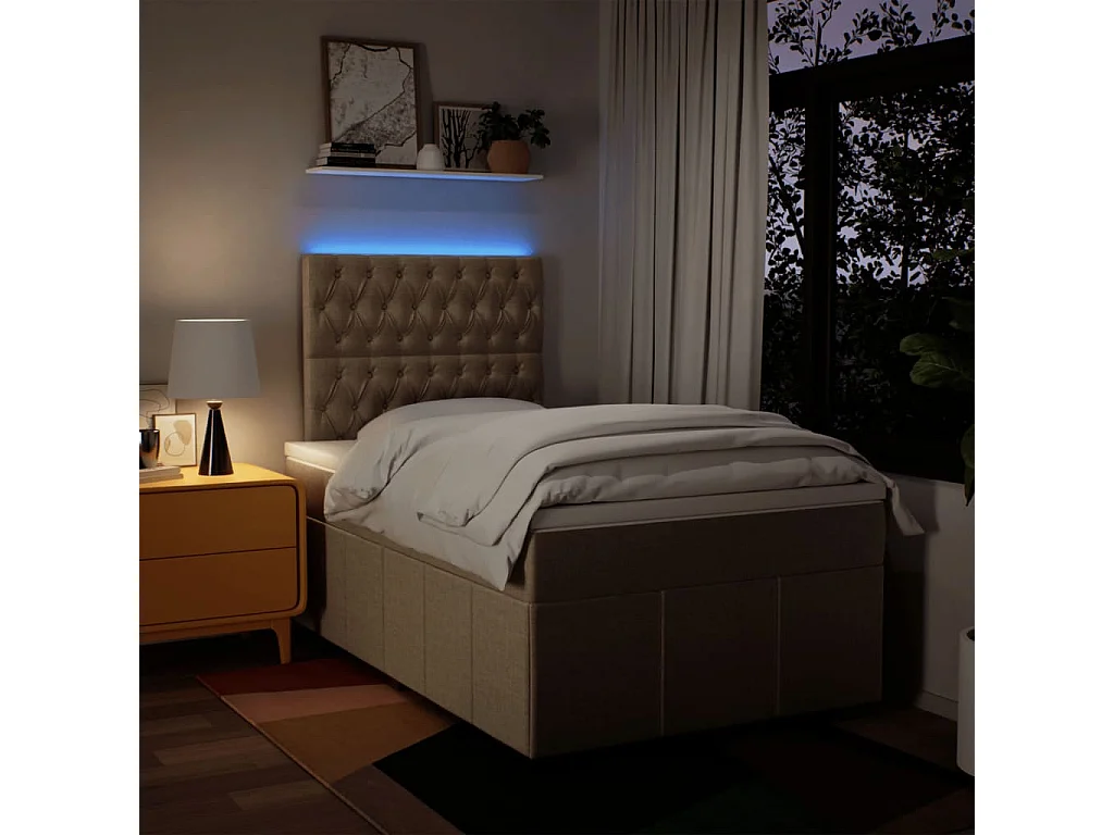 Boxspringbett mit Matratze Creme 120x190 cm Stoff