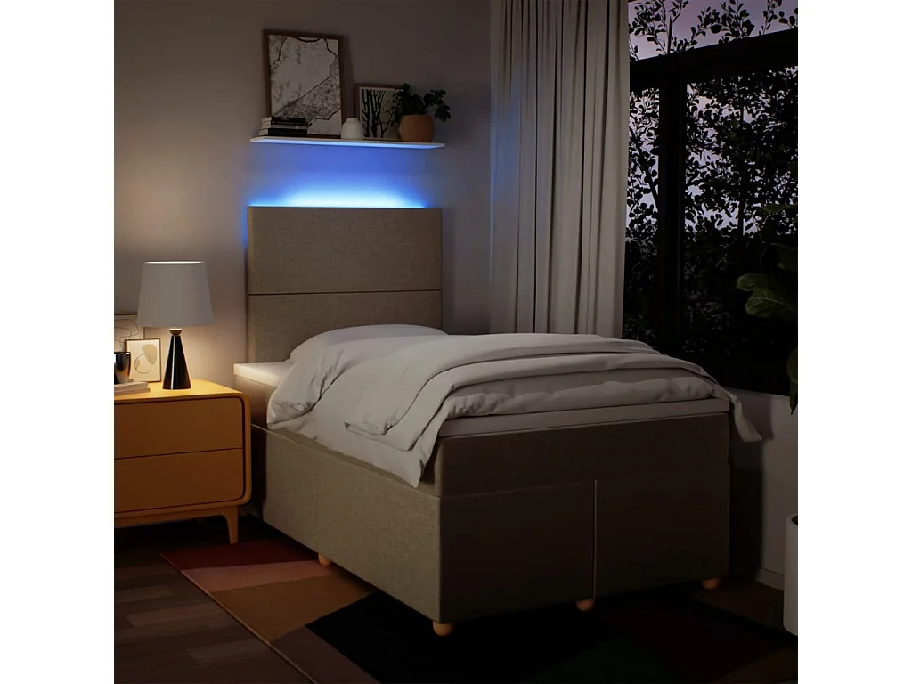 Boxspringbett mit Matratze Creme 120x190 cm Stoff