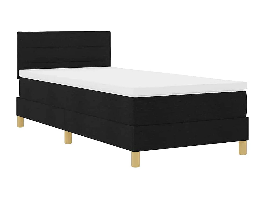 Lit à ressorts avec matelas Noir 100 x 200 cm tissu