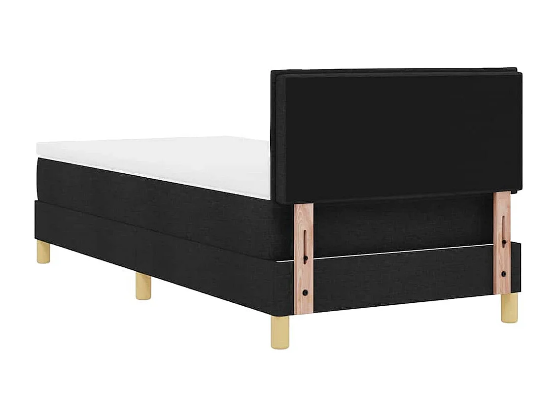 Lit à ressorts avec matelas Noir 100 x 200 cm tissu
