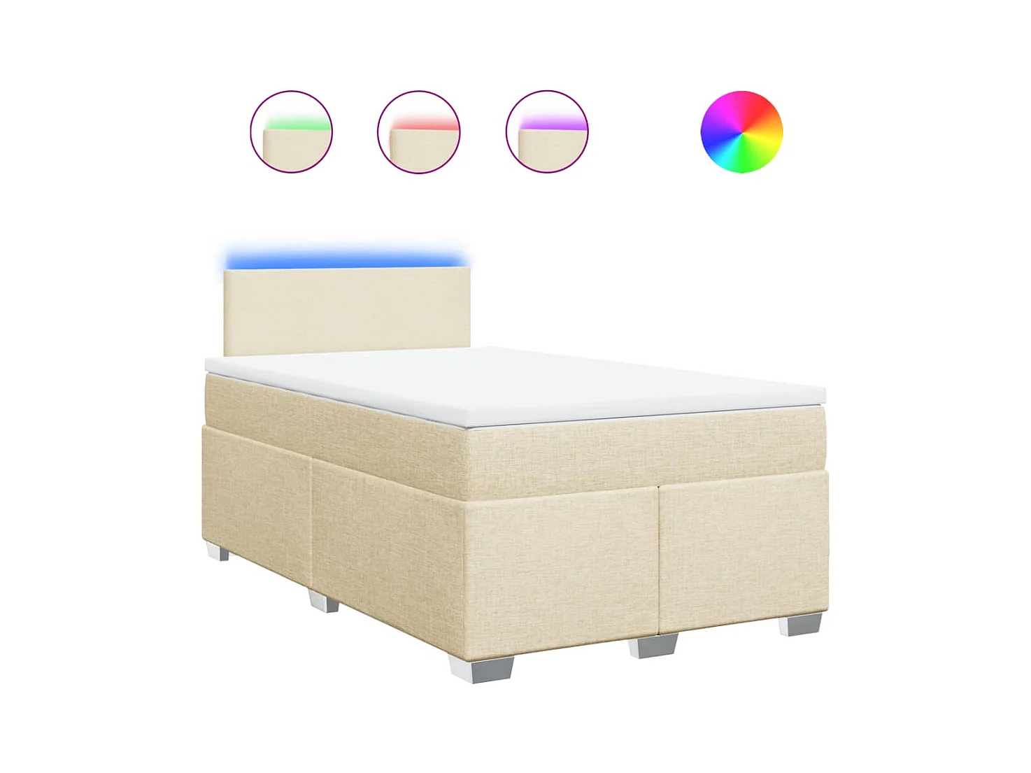 Sommier à lattes de lit avec matelas Crème 120x200 cm Tissu