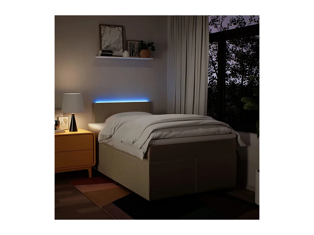 Sommier à lattes de lit avec matelas Crème 120x200 cm Tissu