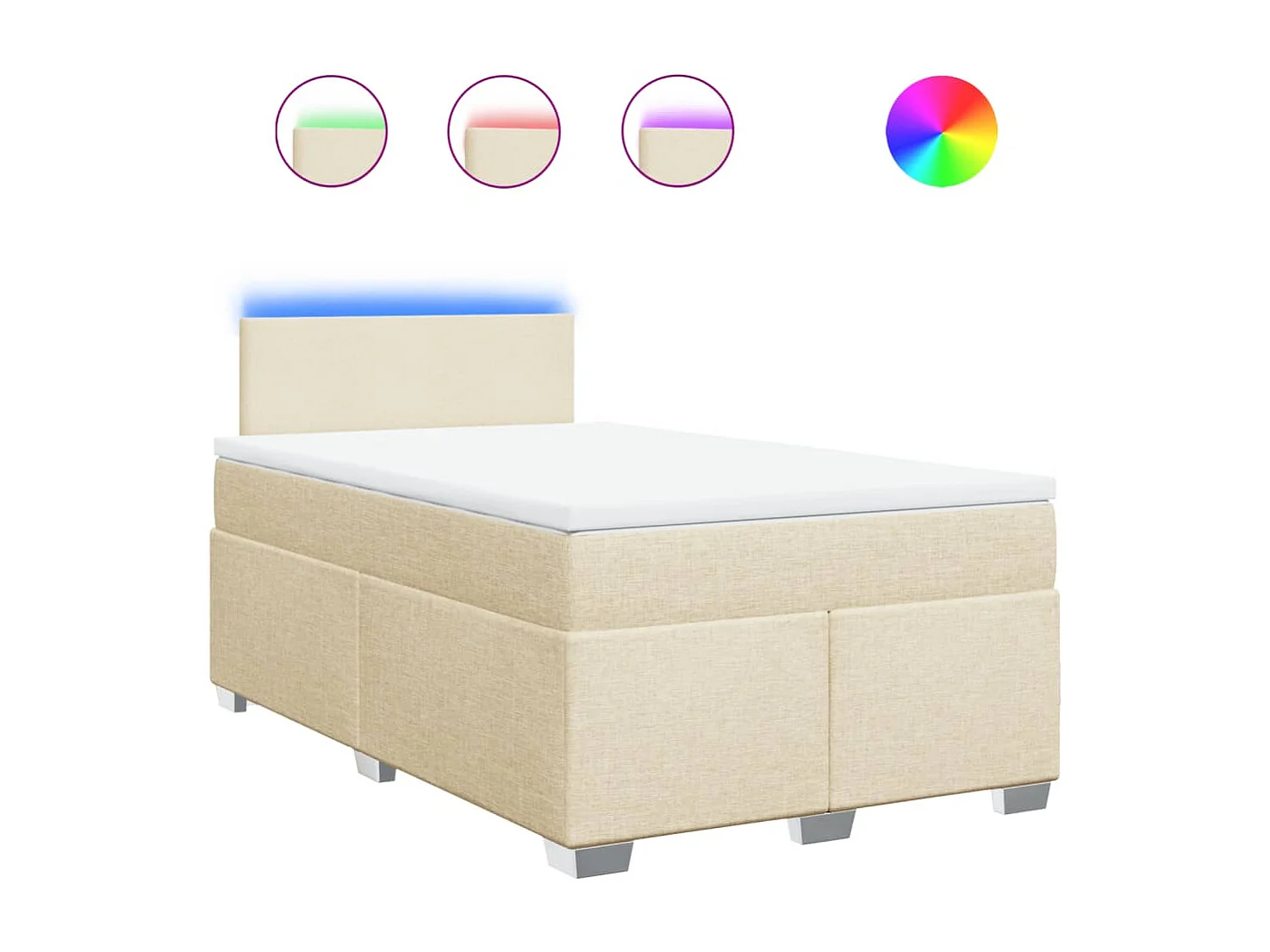 Cama com molas/colchão 120x200 cm tecido cor creme