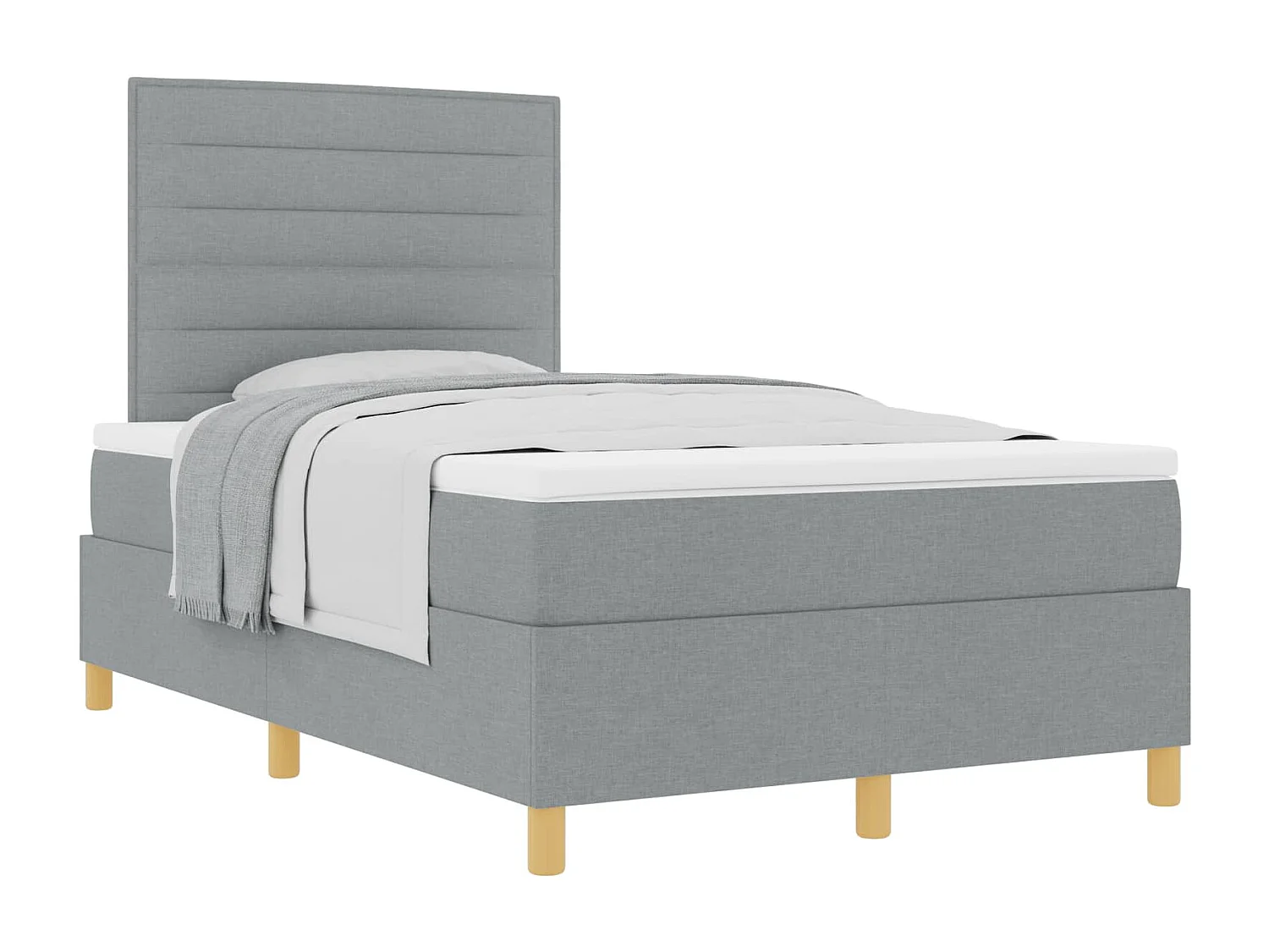 Lit à ressorts avec matelas Gris clair 120 x 190 cm tissu