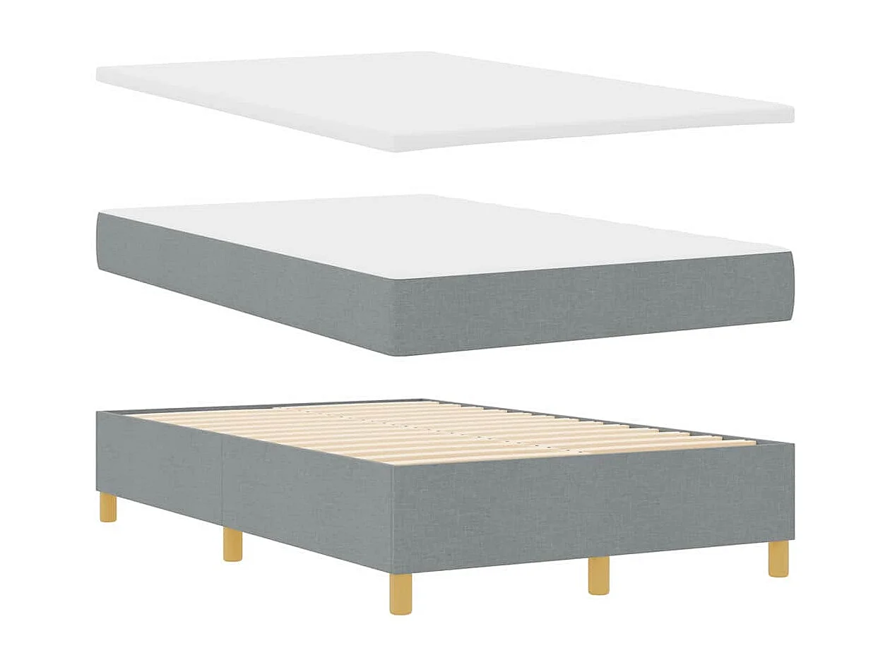 Lit à ressorts avec matelas Gris clair 120 x 190 cm tissu