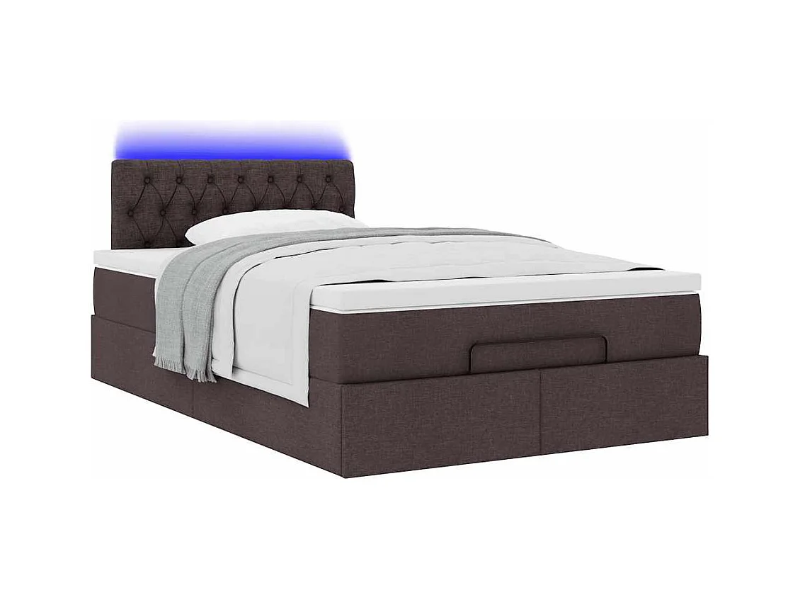Ottoman-Bett mit Matratze & LEDs Dunkelbraun 120x190 cm Stoff