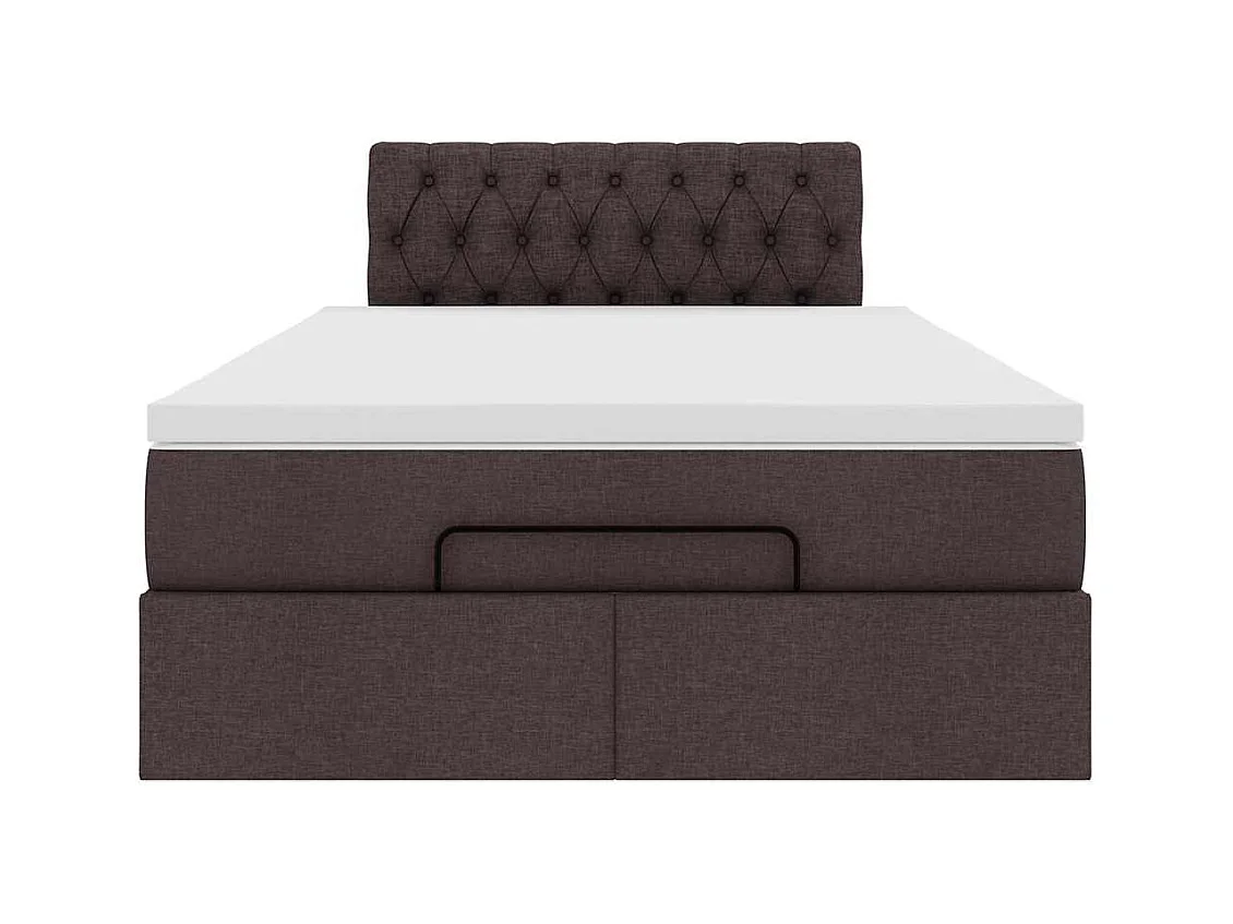 Ottoman-Bett mit Matratze & LEDs Dunkelbraun 120x190 cm Stoff