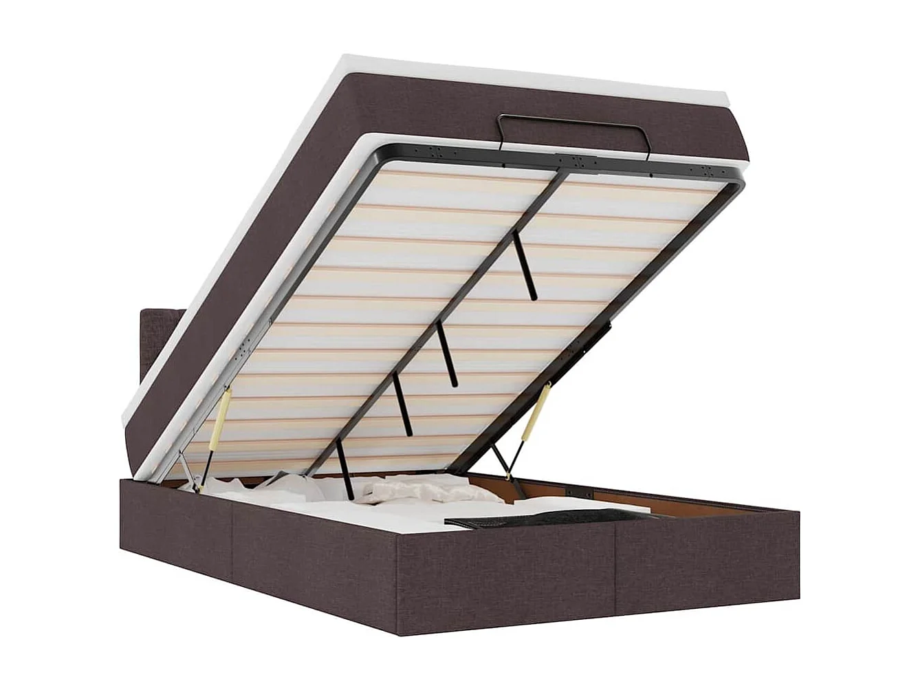 Ottoman-Bett mit Matratze & LEDs Dunkelbraun 120x190 cm Stoff