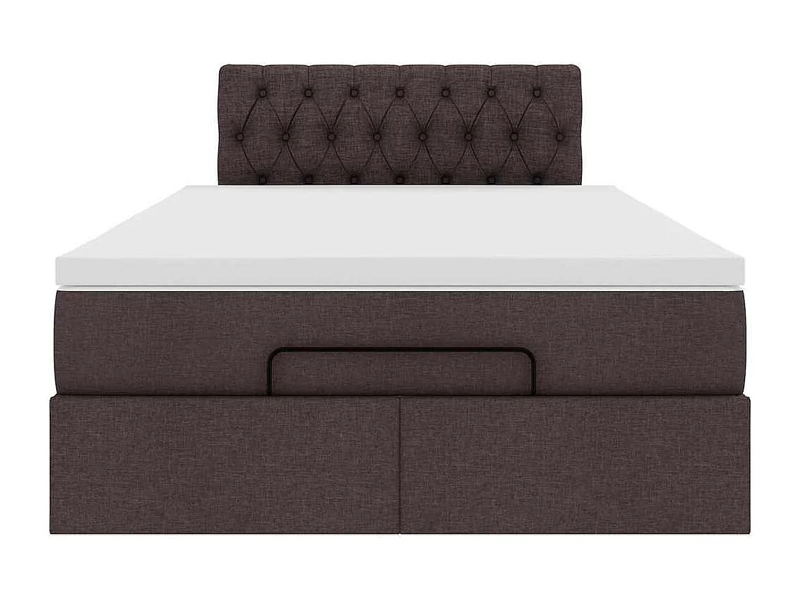 Ottoman-Bett mit Matratze & LEDs Dunkelbraun 120x190 cm Stoff