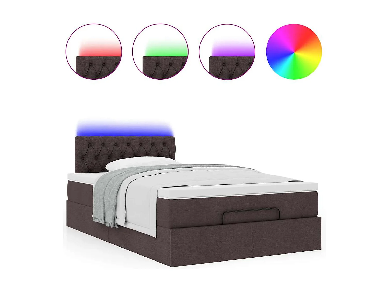 Struttura Letto Pouf con Materasso 80x200 cm in Tessuto