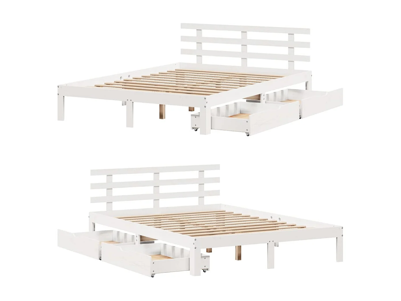 Cadre de lit avec tiroirs sans matelas blanc 120x200 cm