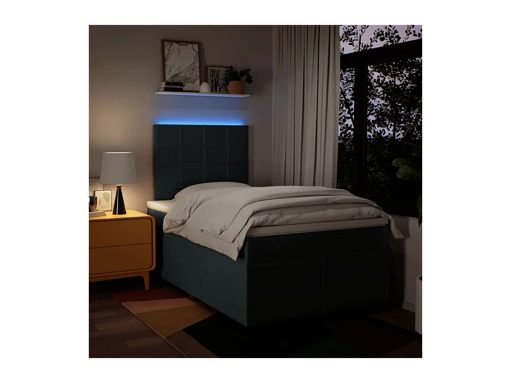 Sommier à lattes de lit avec matelas bleu 120x190 cm tissu