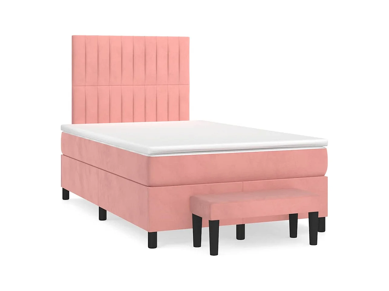Sommier à lattes de lit avec matelas rose 120x190 cm velours