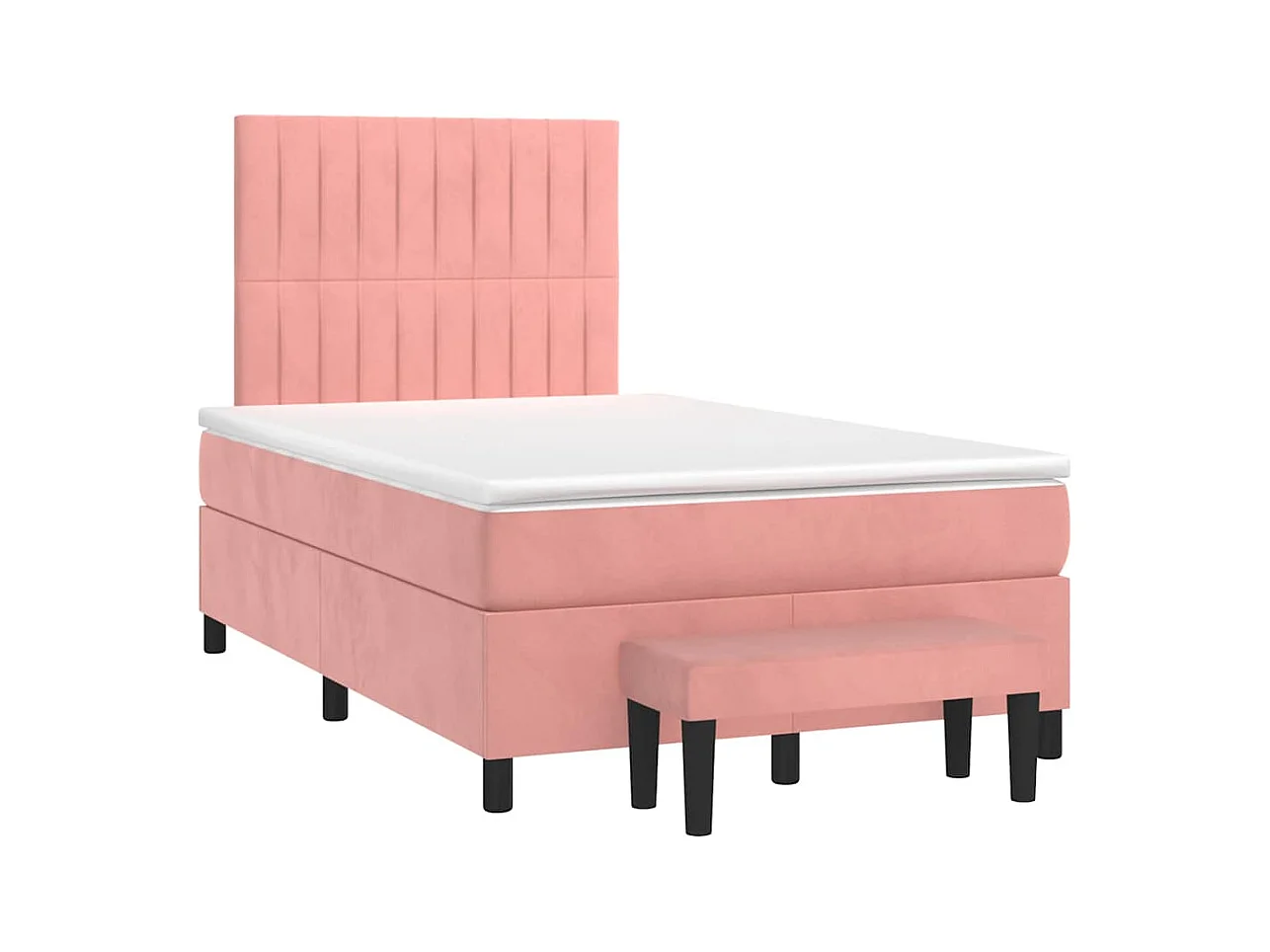 Sommier à lattes de lit avec matelas rose 120x190 cm velours