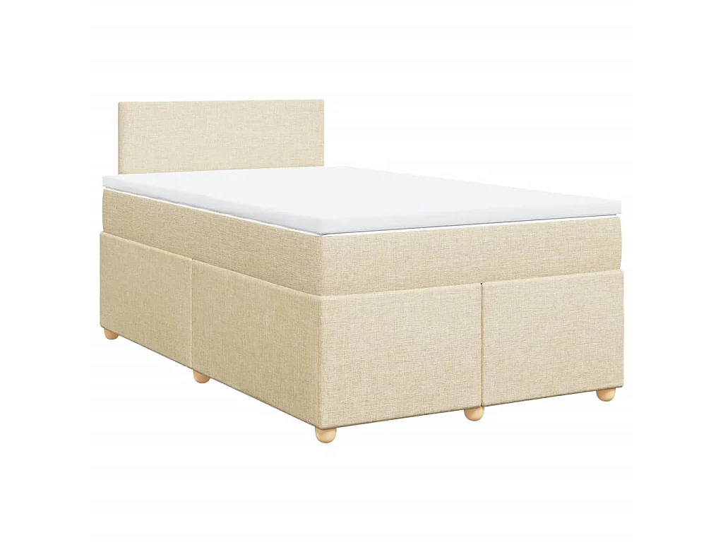 Sommier à lattes de lit avec matelas Crème 120x200 cm Tissu
