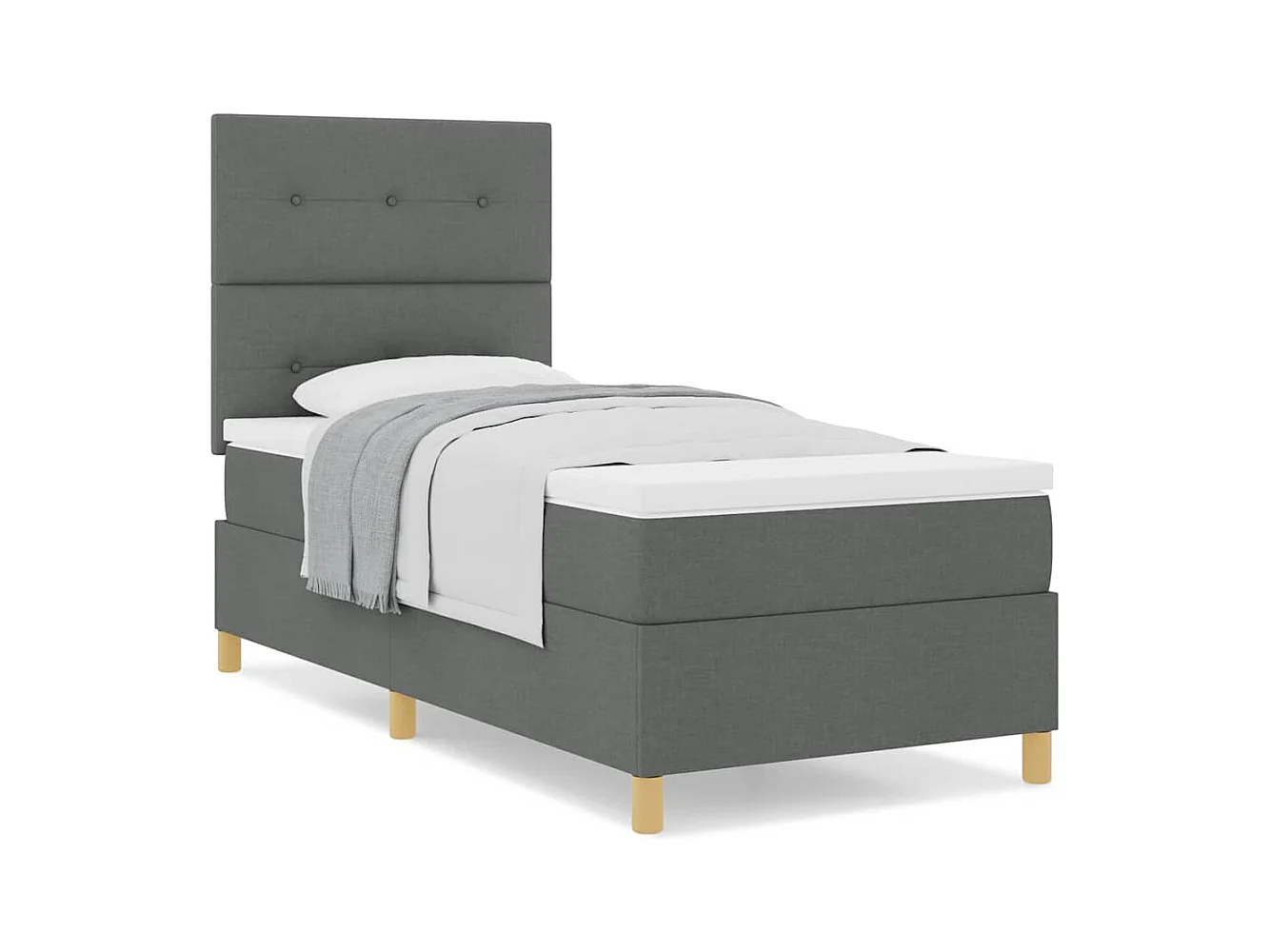 Boxspring bed met matras Donkergrijs 100 x 200 cm Stof