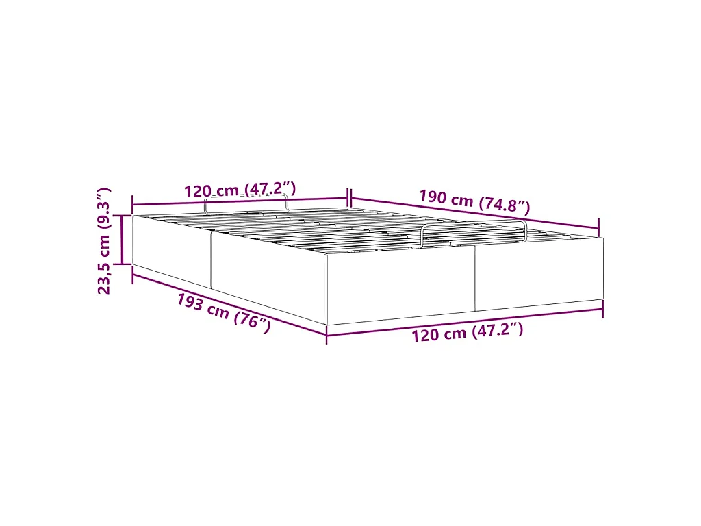 Struttura Letto Pouf Senza Materasso 120x190 cm Velluto