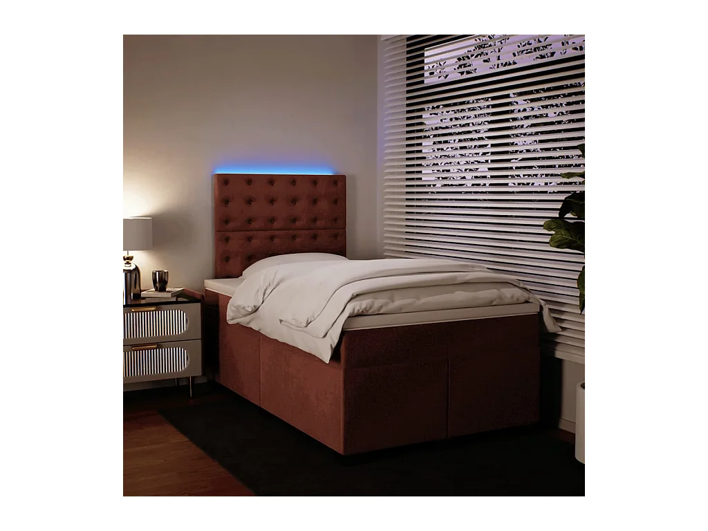 Sommier à lattes de lit avec matelas rose 120x190 cm velours