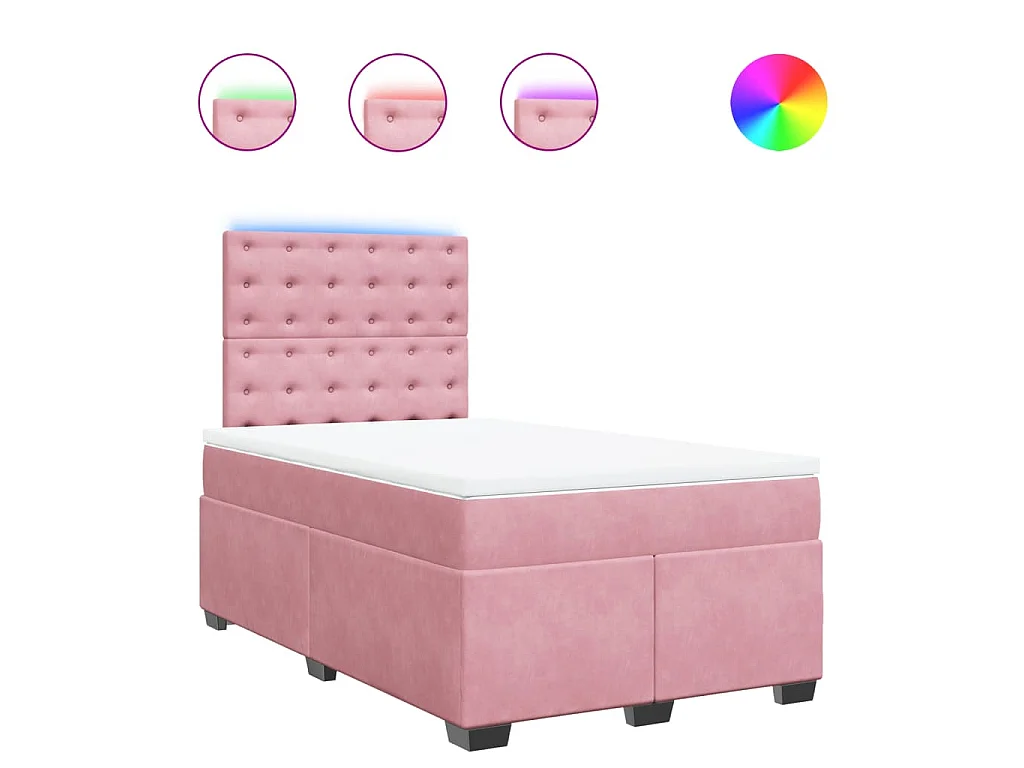 Cama boxspring com colchão 120x190 cm veludo rosa