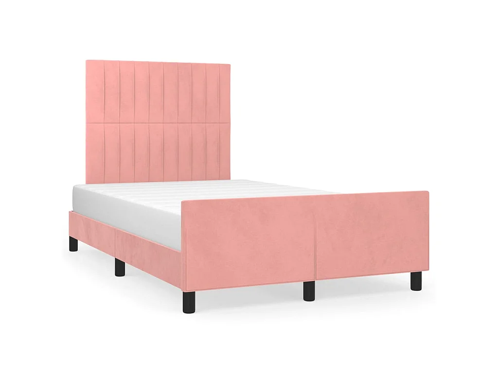 Cadre de lit sans matelas rose 120x190 cm velours