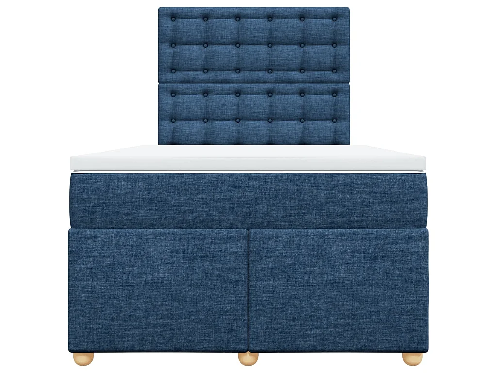 Cama box spring con colchón tela azul 120x190 cm