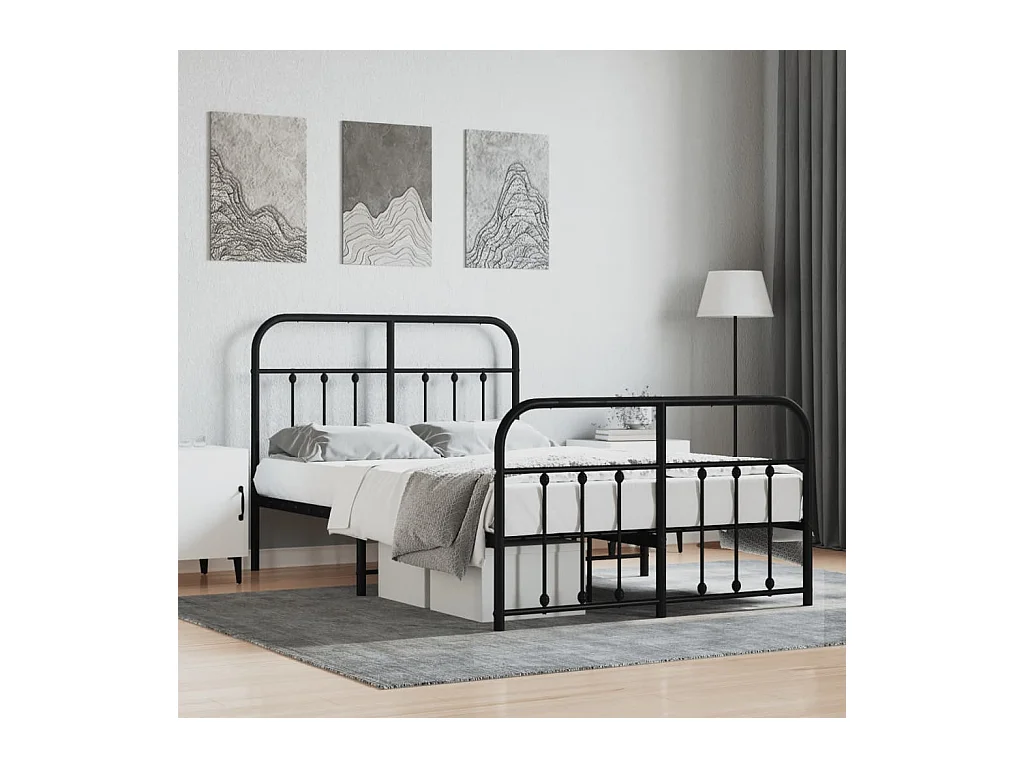 Bedframe met hoofd- en voeteneinde metaal zwart 120x200 cm