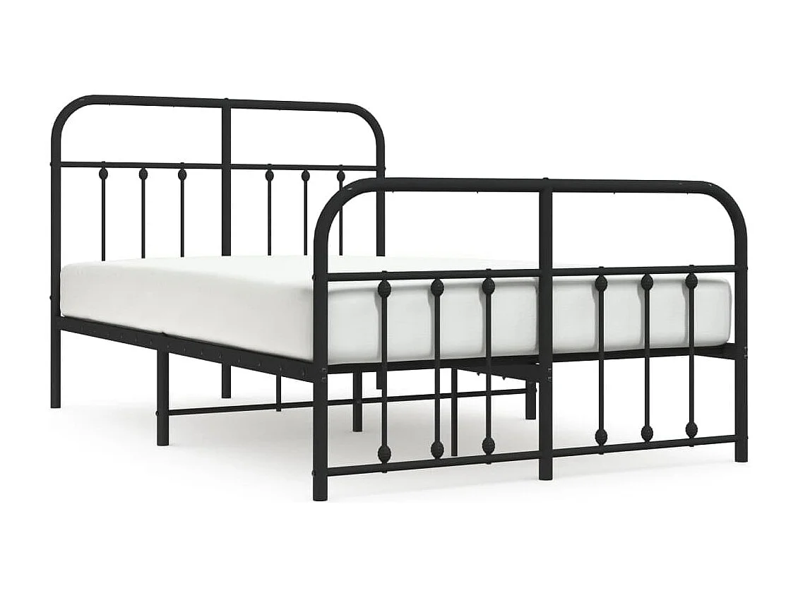 Bettgestell mit Kopf- und Fußteil Metall Schwarz 120x200 cm