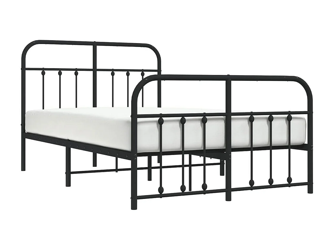 Bettgestell mit Kopf- und Fußteil Metall Schwarz 120x200 cm