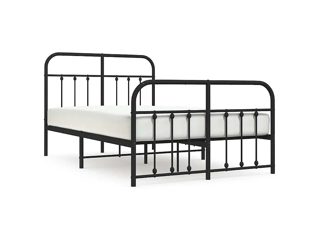Bedframe met hoofd- en voeteneinde metaal zwart 120x200 cm