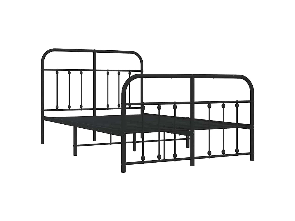 Cadre de lit métal sans matelas avec pied de lit noir 120x200cm