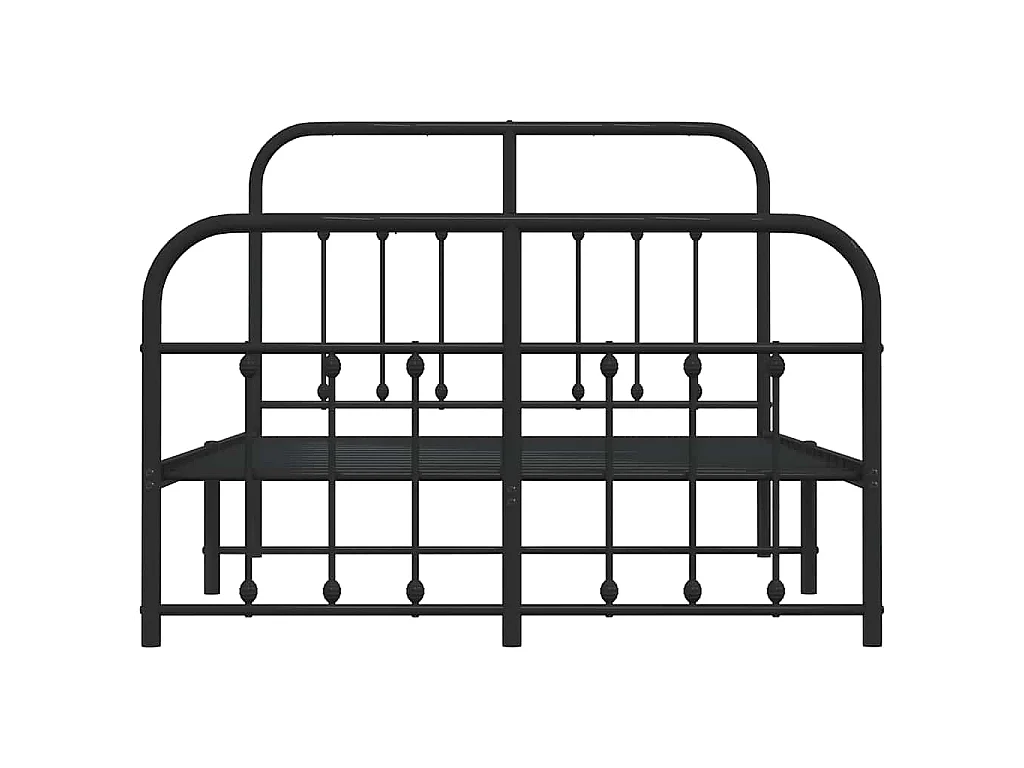Cadre de lit métal sans matelas avec pied de lit noir 120x200cm