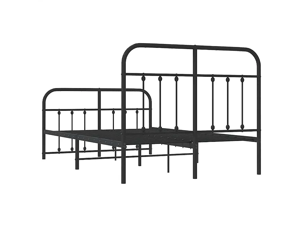 Cadre de lit métal sans matelas avec pied de lit noir 120x200cm
