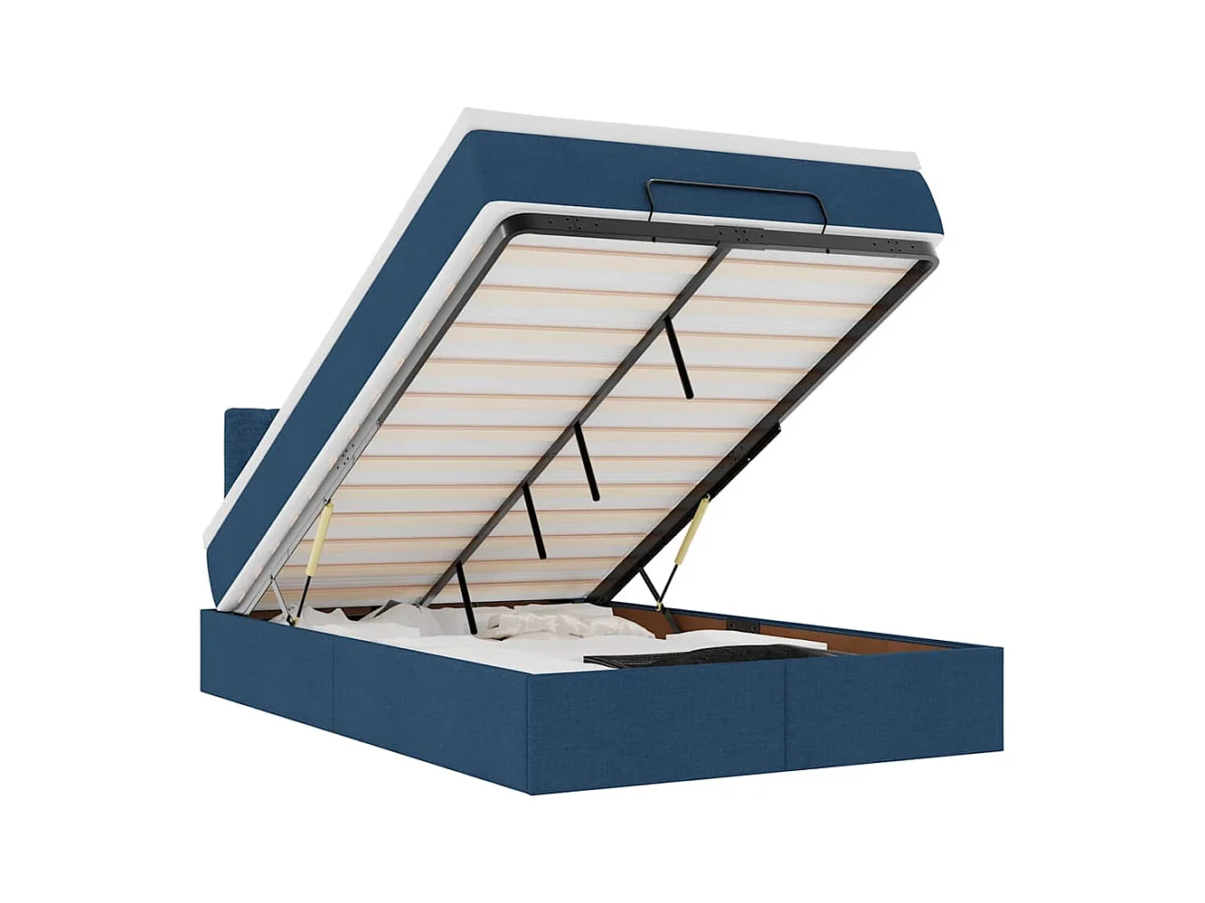 Ottomane Bett mit Matratze & LEDs Blau 120x200 cm Stoff