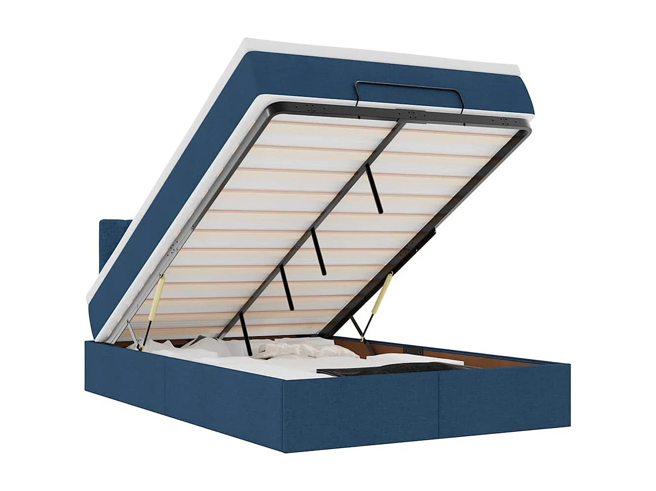 Ottomane Bett mit Matratze & LEDs Blau 120x200 cm Stoff