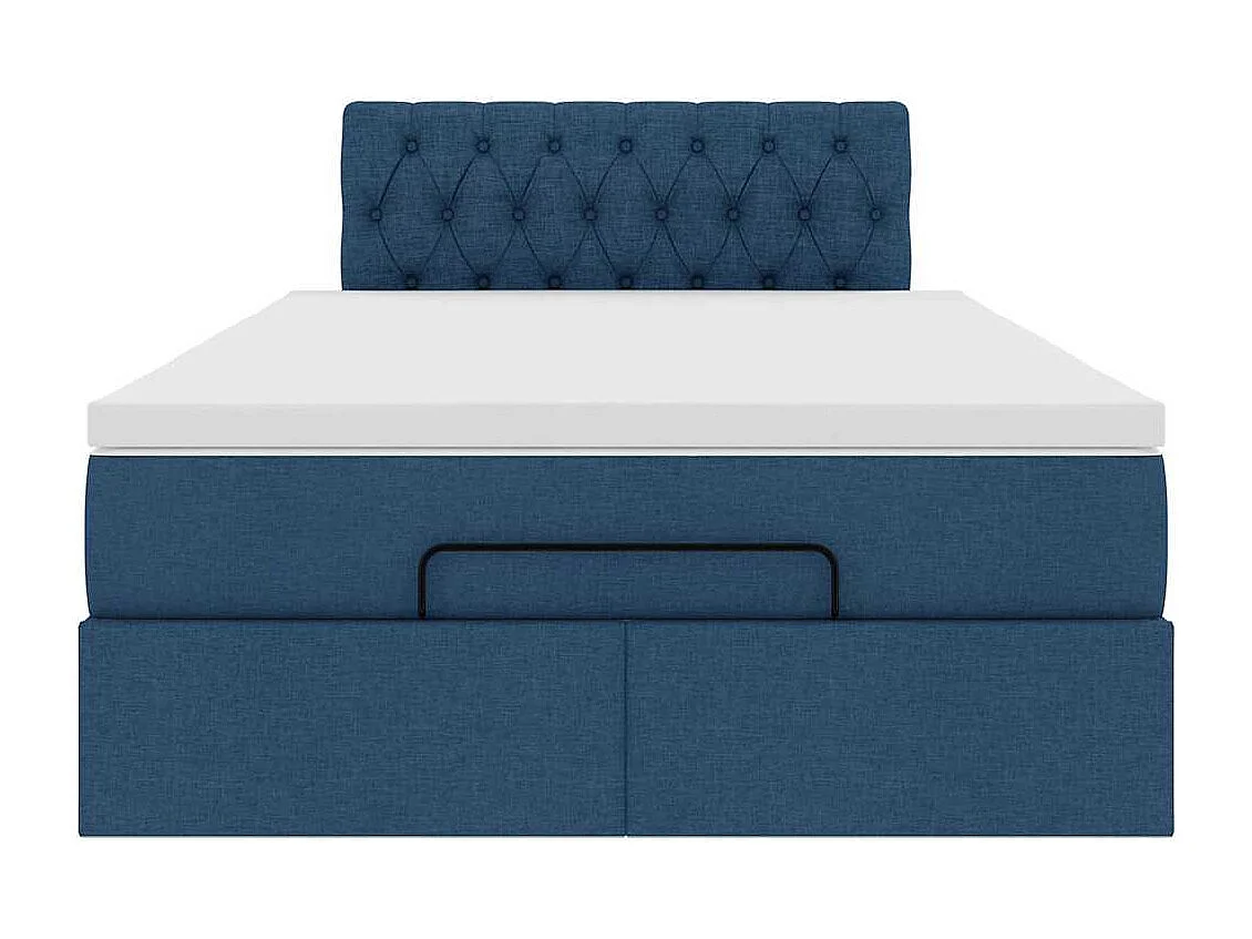 Ottomane Bett mit Matratze & LEDs Blau 120x200 cm Stoff