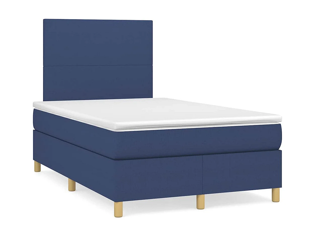 Sommier à lattes de lit avec matelas bleu 120x190 cm tissu