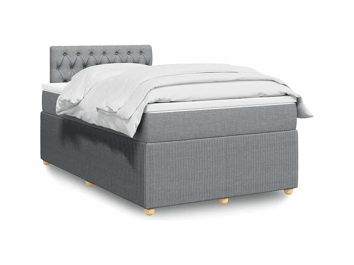 Sommier à lattes de lit et matelas gris clair 120x190 cm tissu