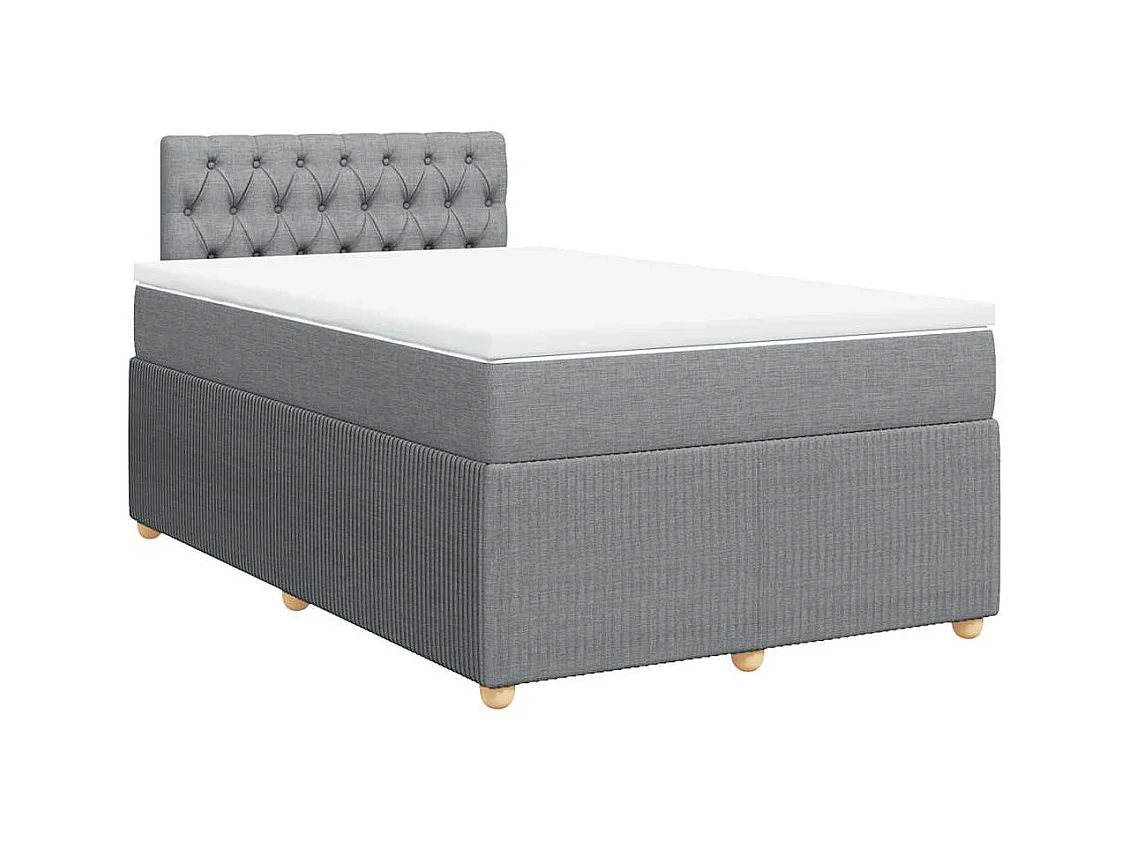 Sommier à lattes de lit et matelas gris clair 120x190 cm tissu