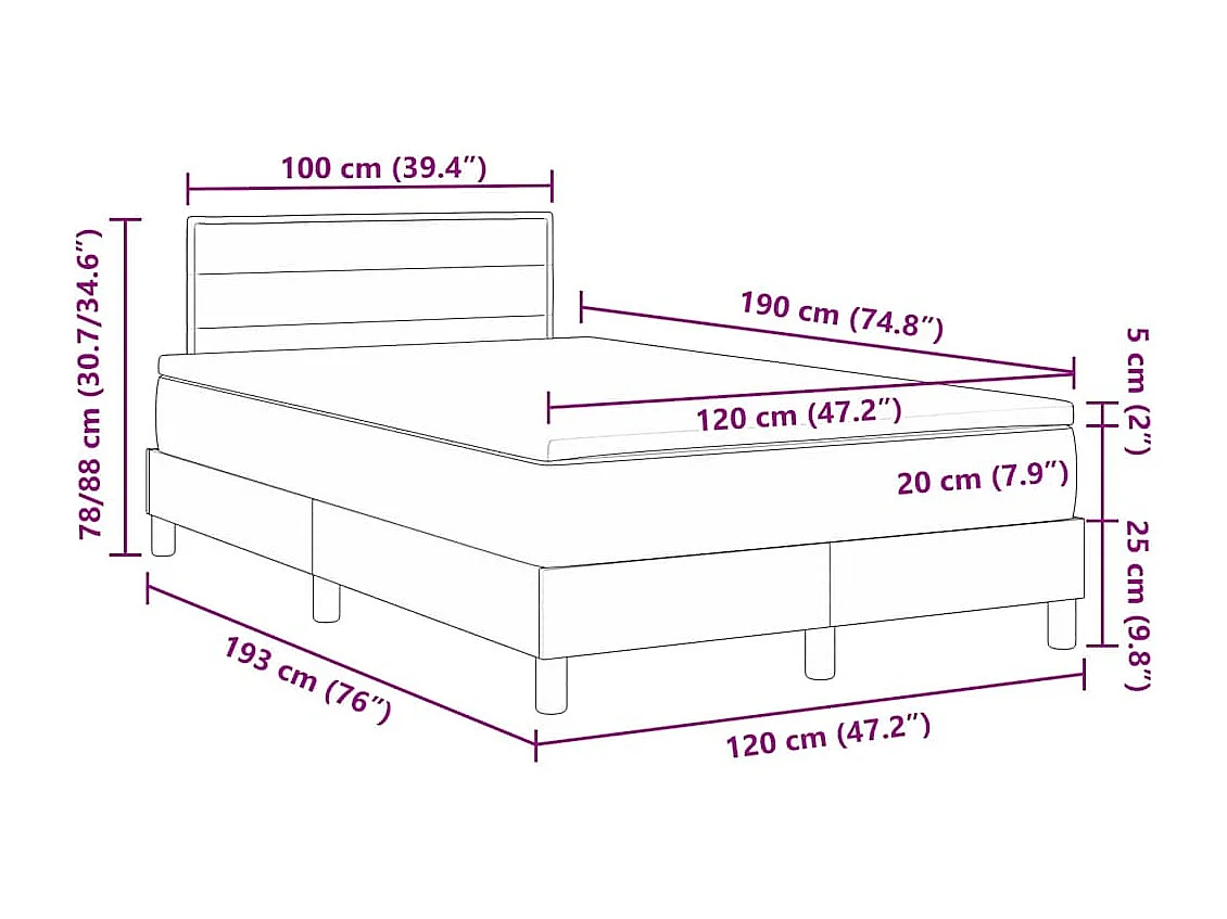 Boxspring bed met matras met LED Zwart 120 x 190 cm Stof