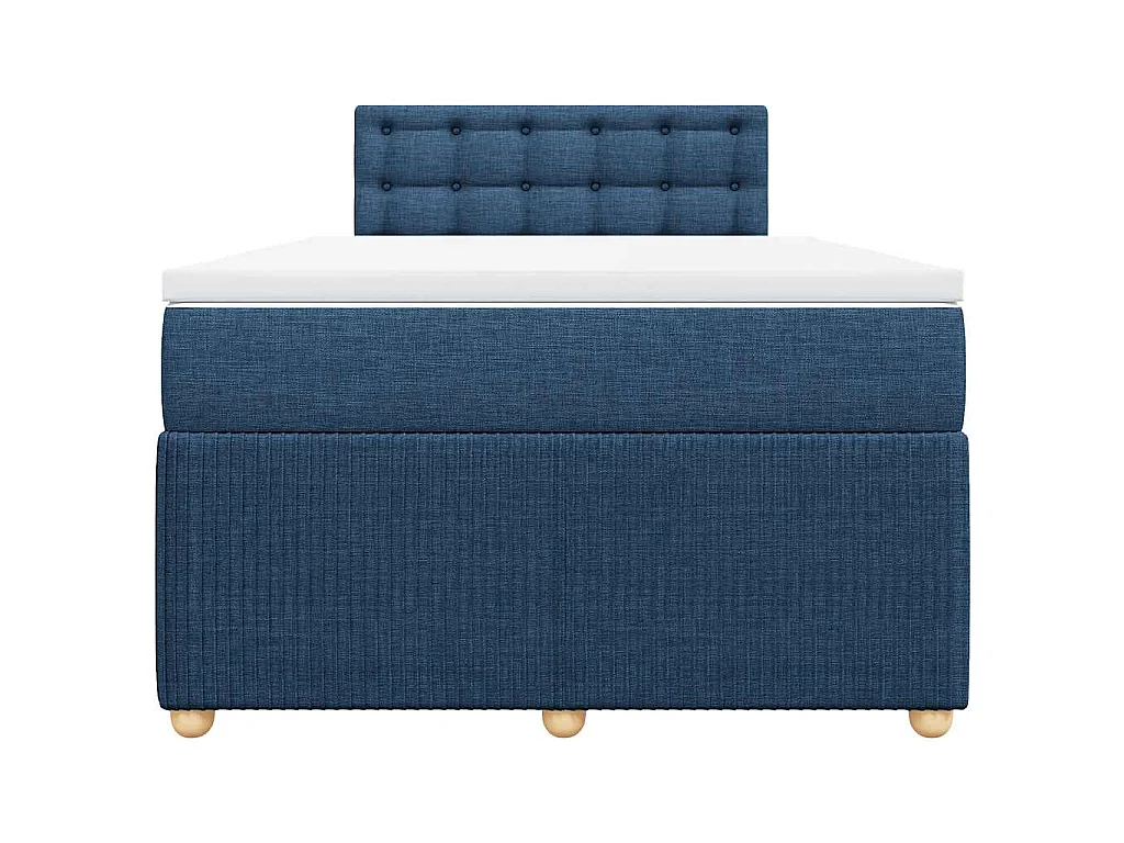 Cama box spring con colchón tela azul 120x190 cm