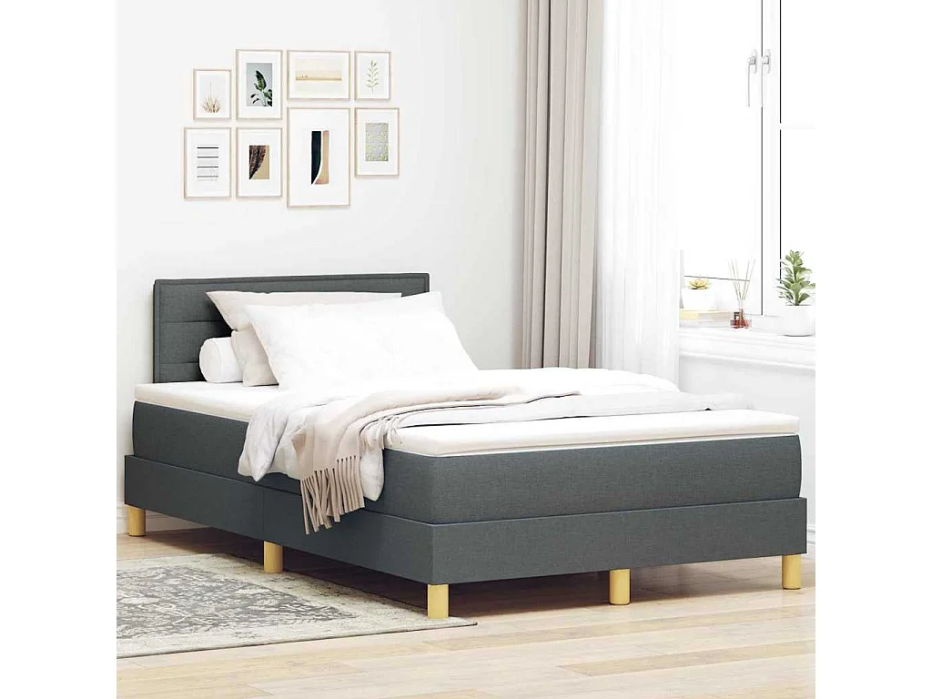 Boxspringbett mit Kissen Dunkelgrau 120 x 190 cm Stoff