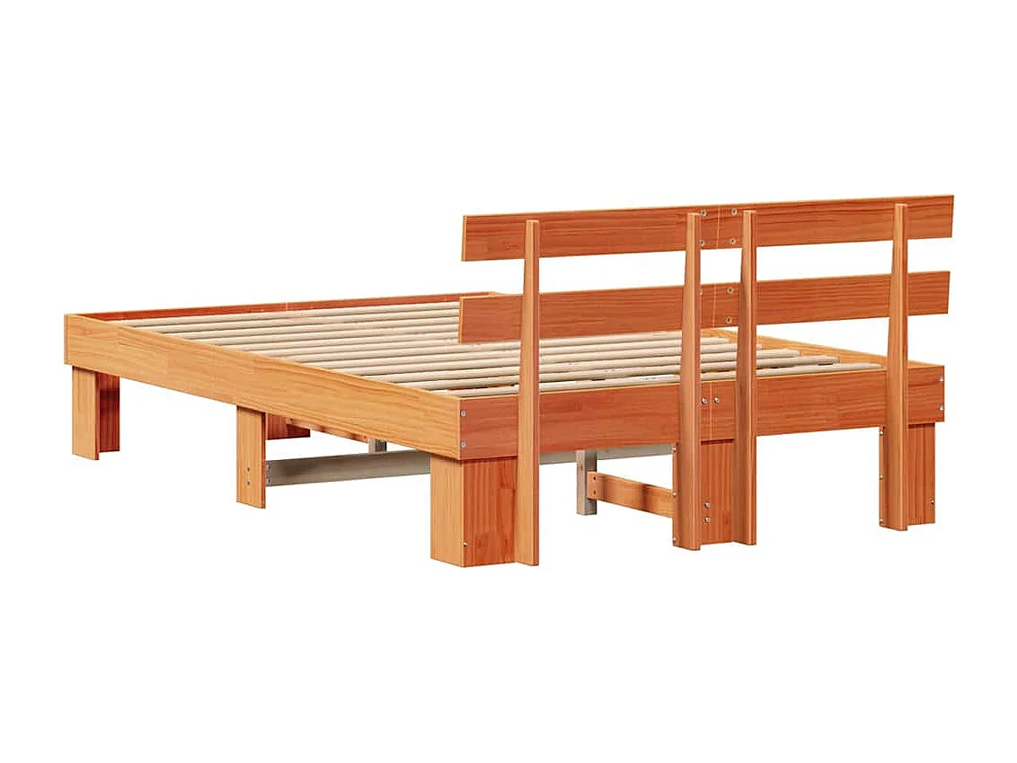 Cadre de lit avec tête de lit Brun cire 120 x 200 cm Pin massif