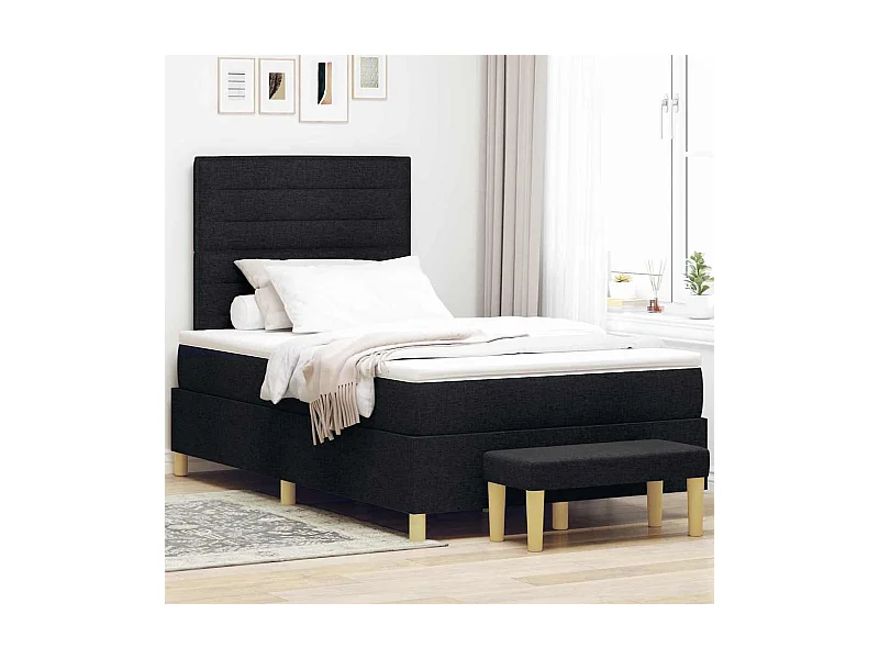 Letto a molle con materasso Nero 120 x 190 cm Tessuto
