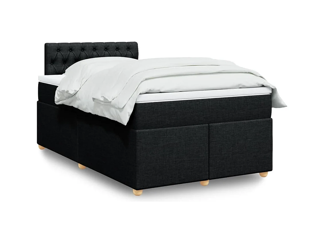 Sommier à lattes de lit avec matelas noir 120x190 cm tissu